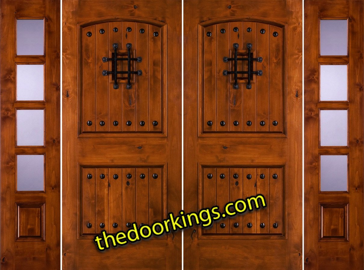 sw83 knotty alder double door with two sw 68 sidelites